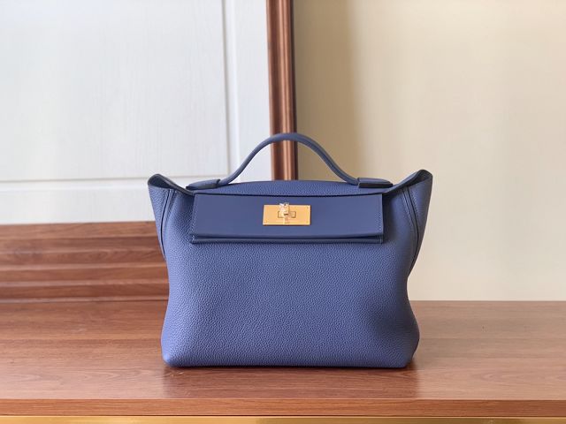 Hermes original togo leather kelly 2424 bag HH03699 blue agate 