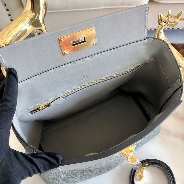 Hermes original togo leather kelly 2424 bag HH03699 blue lin