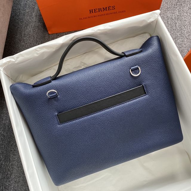 Hermes original togo leather kelly 2424 bag HH03699 blue saphir 