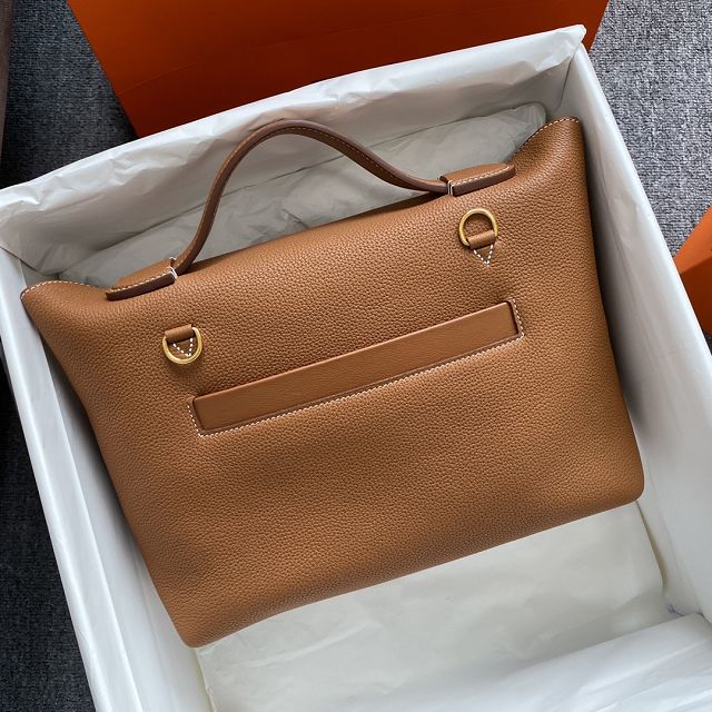 Hermes original togo leather kelly 2424 bag HH03699 gold brown