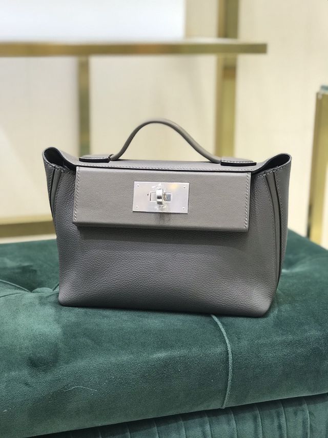 Hermes original togo leather kelly 2424 bag HH03699 gris etain