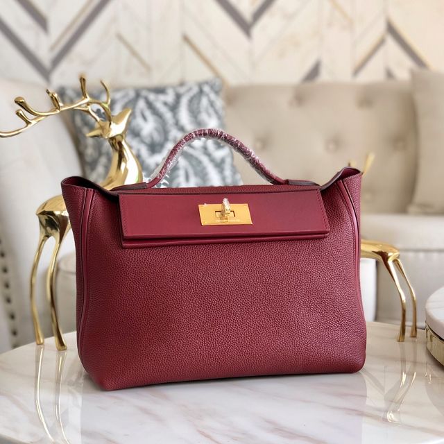 Hermes original togo leather kelly 2424 bag HH03699 rubis