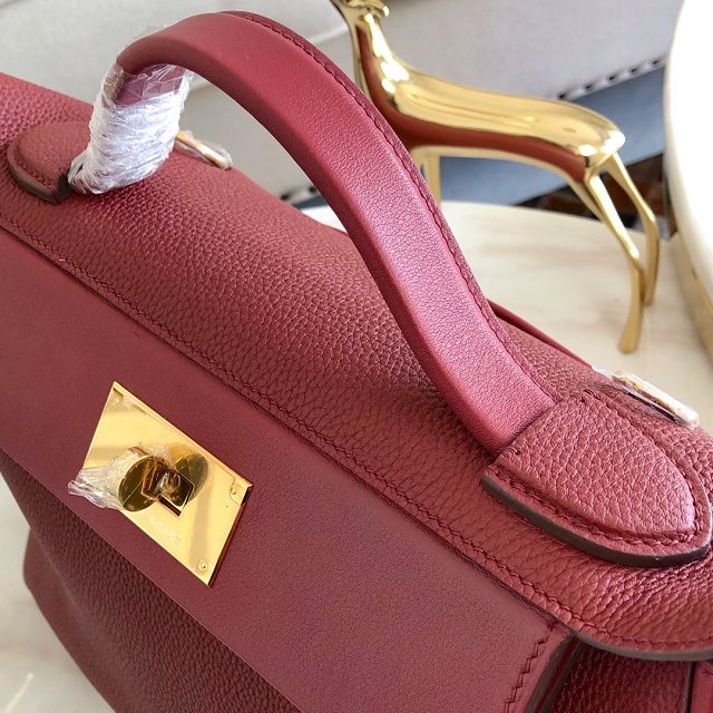 Hermes original togo leather kelly 2424 bag HH03699 rubis