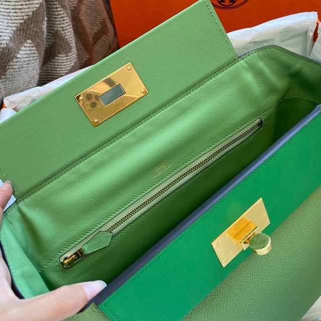 Hermes original togo leather kelly 2424 bag HH03699 vert criquet 