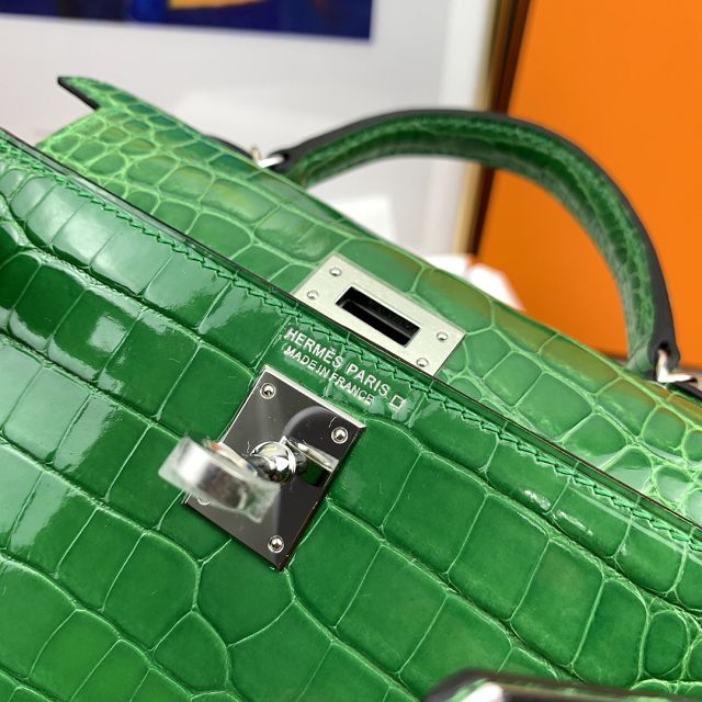 Hermes genuine crocodile leather mini kelly bag K0019 bambou