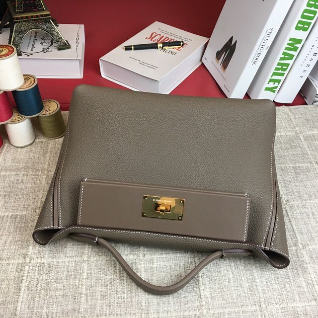 Hermes original togo leather kelly 2424 bag HH03699 etoupe grey