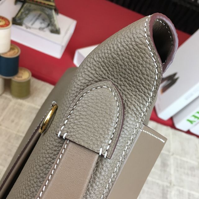 Hermes original togo leather kelly 2424 bag HH03699 etoupe grey