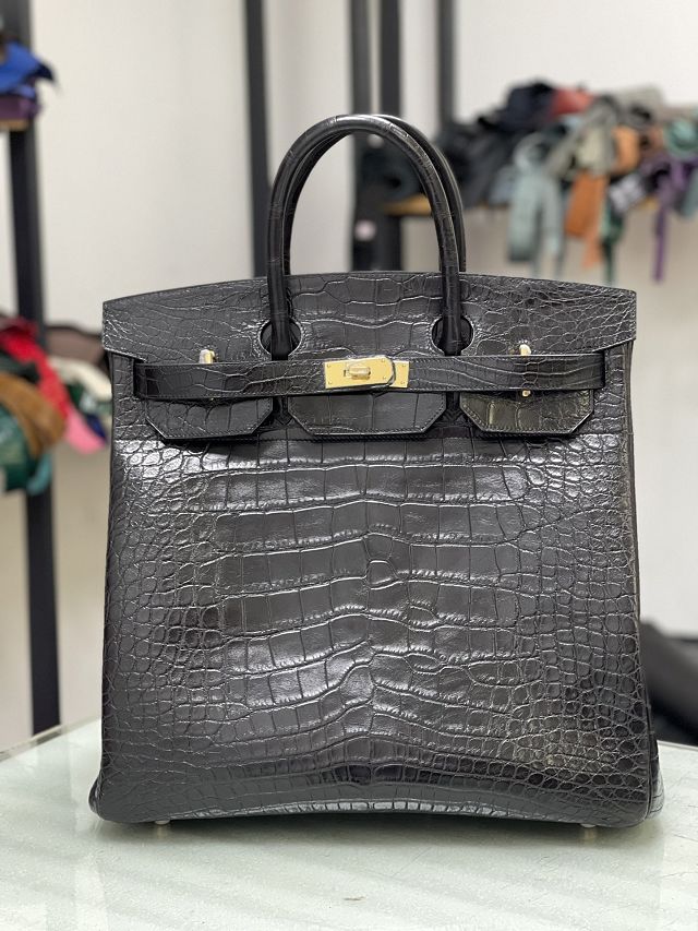 Hermes genuine crocodile leather hac birkin 40 bag BK400 black