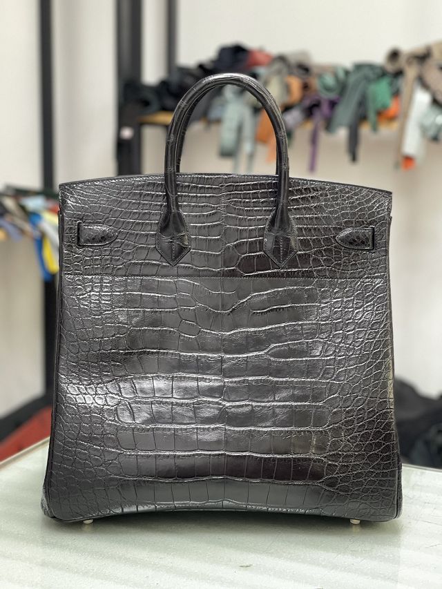 Hermes genuine crocodile leather hac birkin 40 bag BK400 black