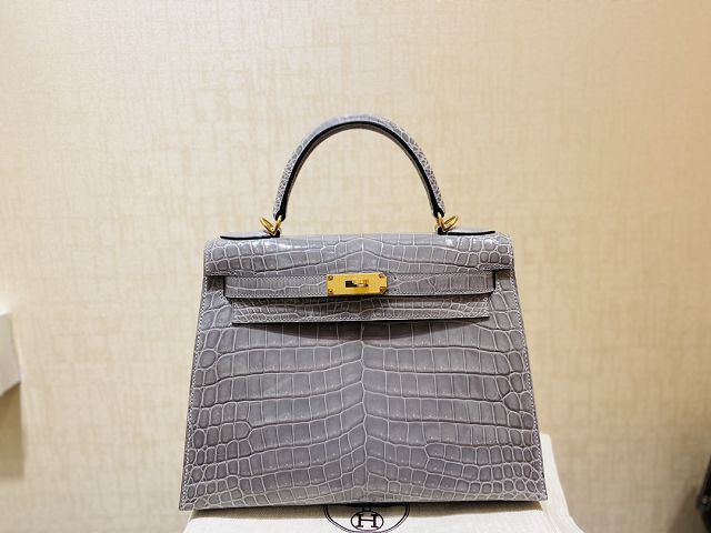 Hermes genuine crocodile leather kelly bag K320 beton