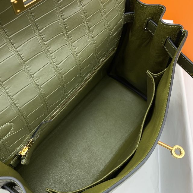 Hermes genuine crocodile leather kelly bag K320 vert maquis