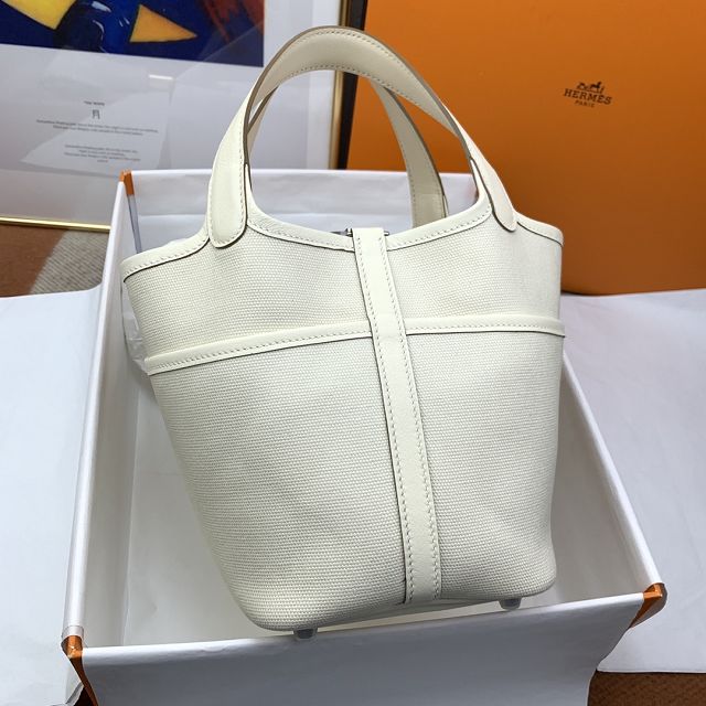 Hermes original canvas small picotin lock bag HP0018 white