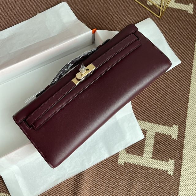 hermes original swfit leather kelly cut 31 clutch H032 bordeaux