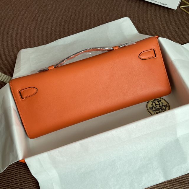 hermes original swfit leather kelly cut 31 clutch H032 orange