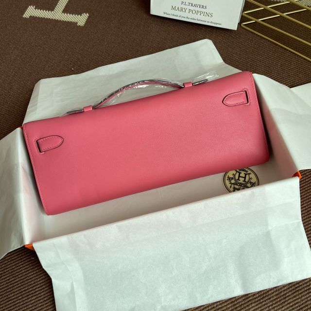 hermes original swfit leather kelly cut 31 clutch H032 rose lipstick