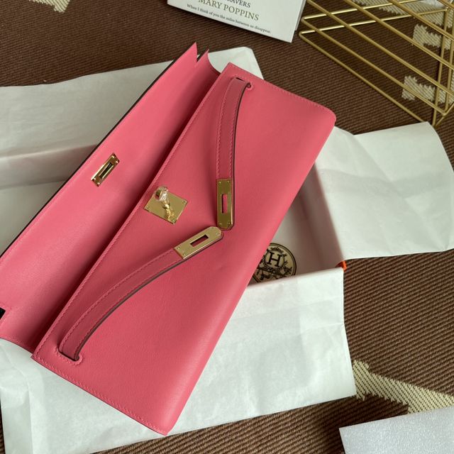 hermes original swfit leather kelly cut 31 clutch H032 rose lipstick