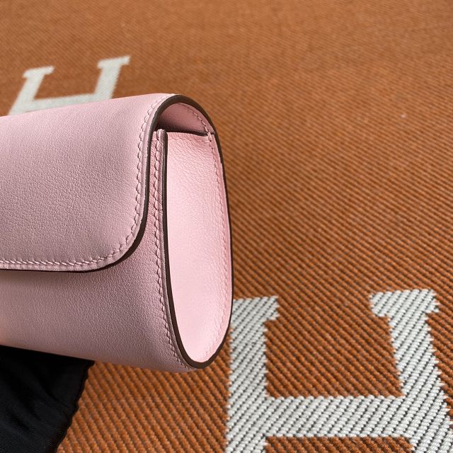 Hermes original swfit leather egee clutch E001 light pink