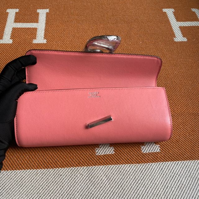 Hermes original swfit leather egee clutch E001 rose lipstick	