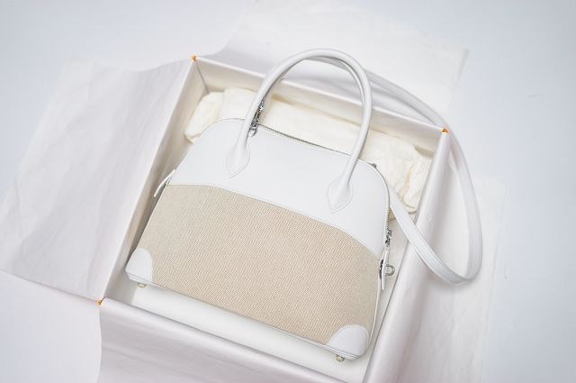 Hermes handmade original canvas medium bolide 31 bag B031 white