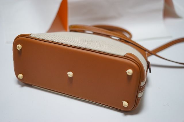 Hermes handmade original canvas small bolide 27 bag B027 white&brown	