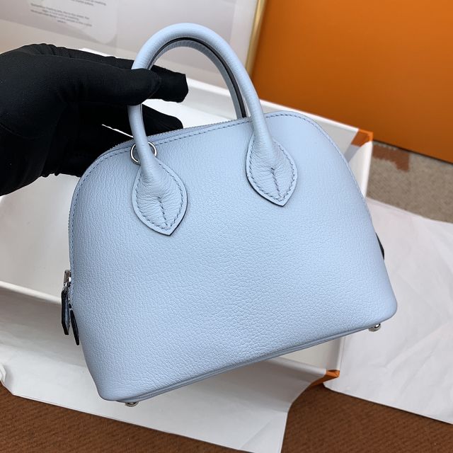 Hermes original chevre leather mini bolide bag H018 blue brume