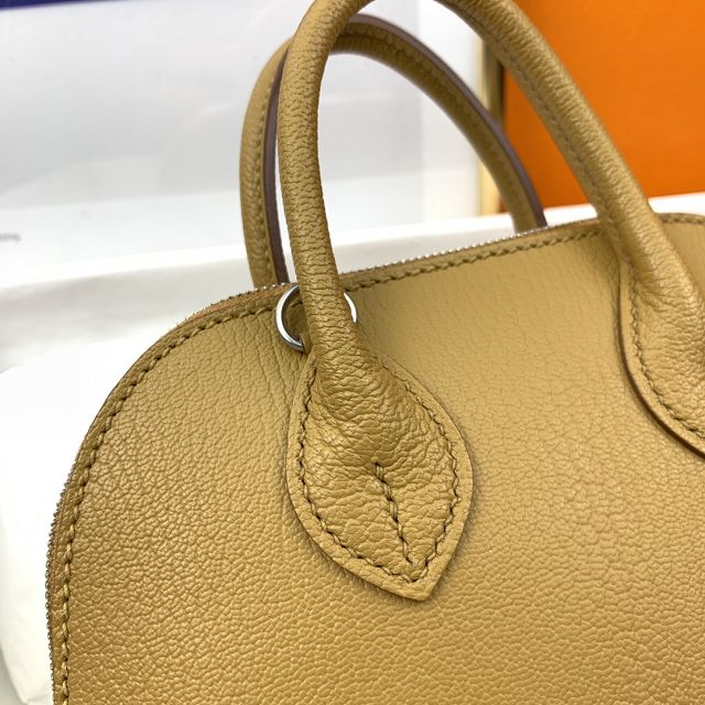 Hermes original chevre leather mini bolide bag H018 sesame