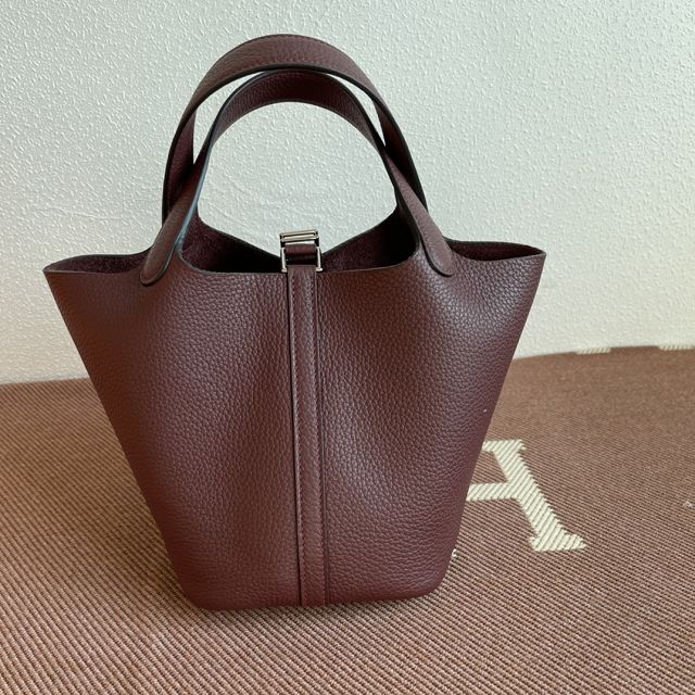 Hermes original togo leather picotin lock bag HP0022 bordeaux