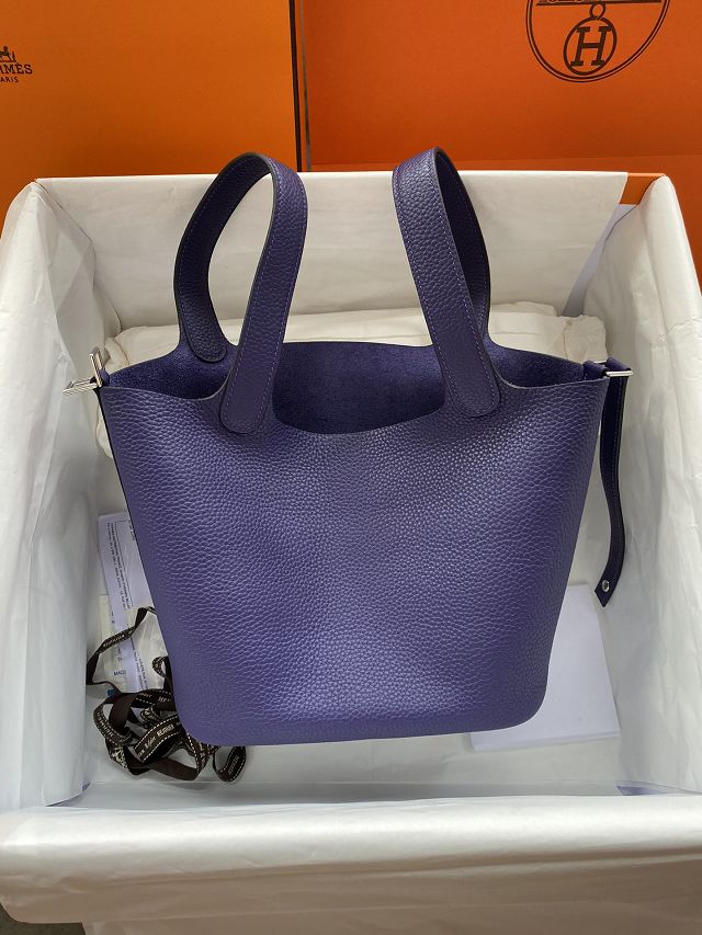 Hermes original togo leather picotin lock bag HP0022 iris