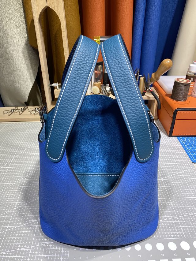 Hermes original togo leather picotin lock bag HP0022 blue