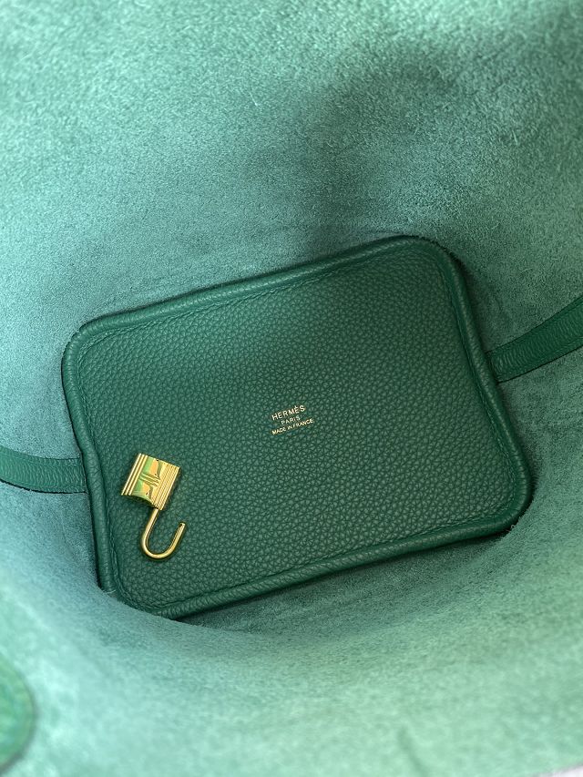 Hermes original togo leather picotin lock bag HP0022 peacock green