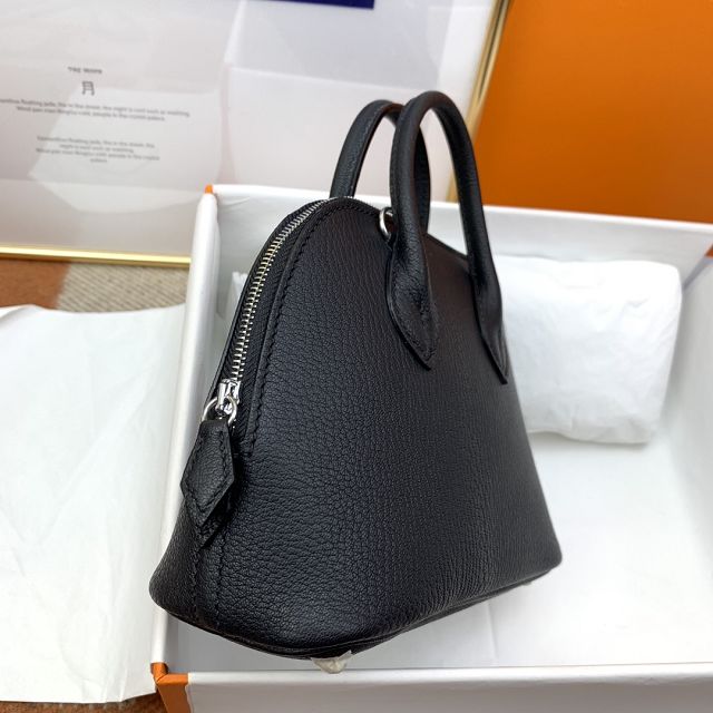 Hermes original chevre leather mini bolide bag H018 black