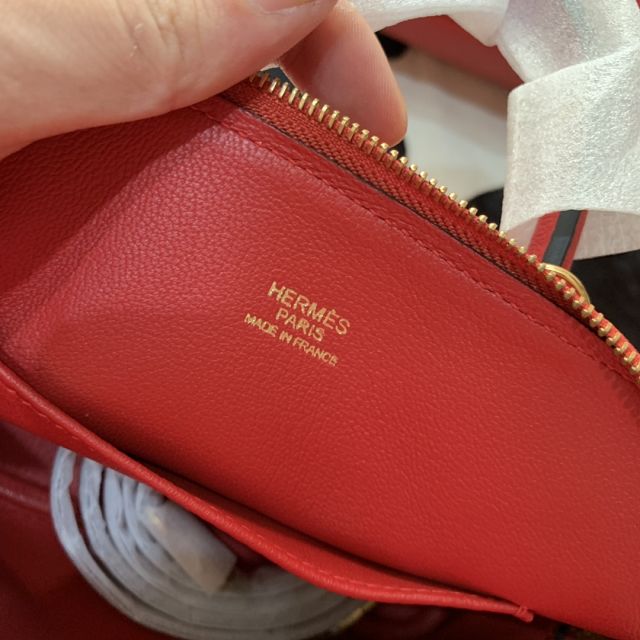 Hermes original chevre leather mini bolide bag H018 red