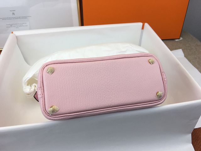 Hermes original chevre leather mini bolide bag H018 rose sakura