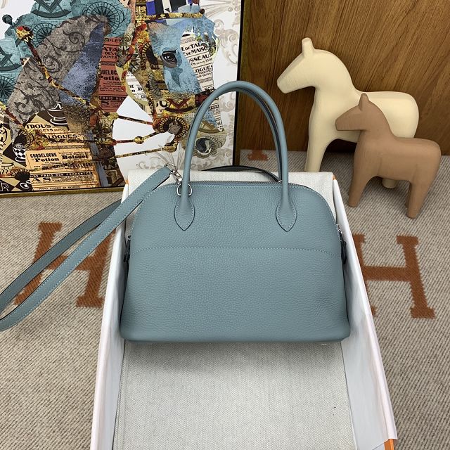 Hermes original togo leather small bolide 27 bag B027 ciel