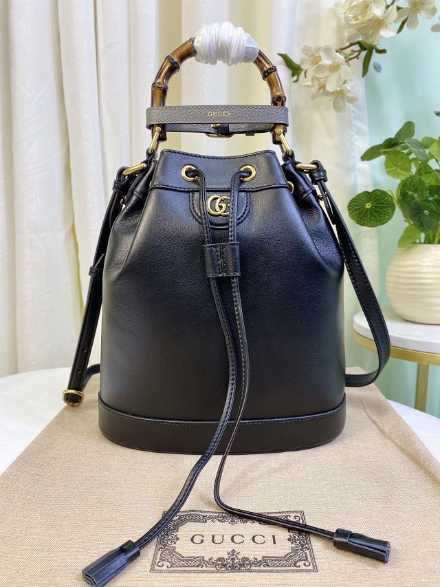 2023 GG original calfskin diana small bucket bag 724652 black