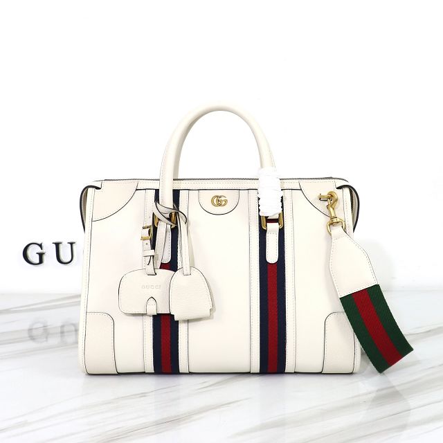 2023 GG original calfskin medium top handle bag 715666 white