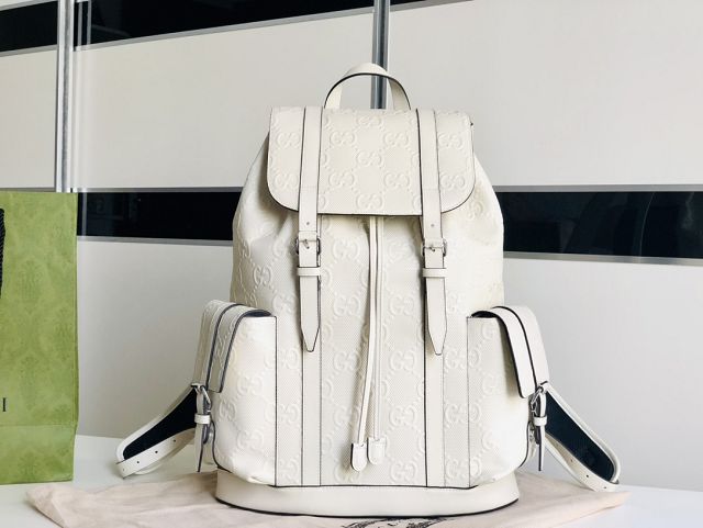 GG original embossed calfskin backpack 625770 white