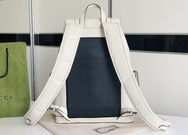 GG original embossed calfskin backpack 625770 white