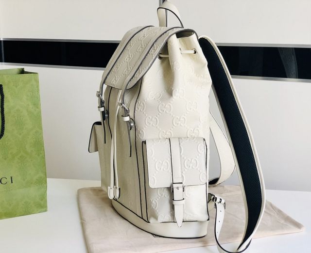 GG original embossed calfskin backpack 625770 white