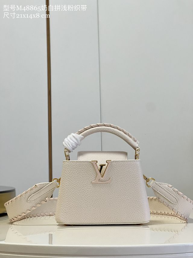 Louis vuitton original calfskin capucines mini handbag M21129 white