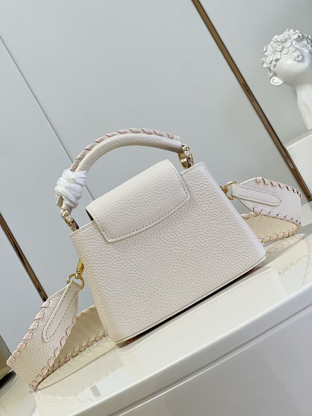 Louis vuitton original calfskin capucines mini handbag M21129 white