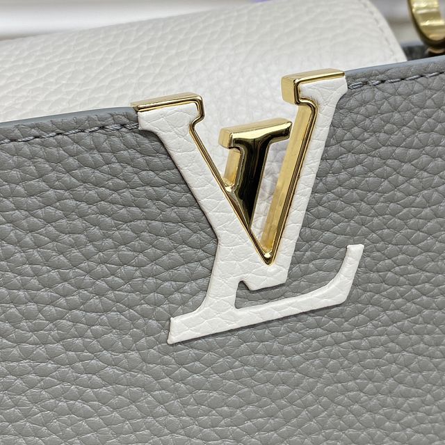 Louis vuitton original calfskin capucines mini handbag M48865 grey&white