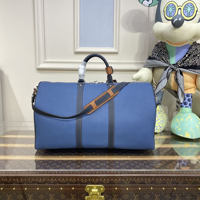 Louis vuitton original calfskin keepall 50 M21377 blue