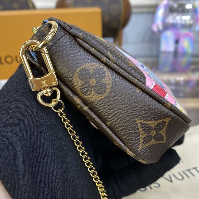 Louis vuitton original monogram canvas mini pochette M81637 blue