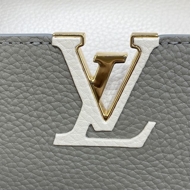 Louis vuitton original calfskin capucines BB handbag M58671 grey&white