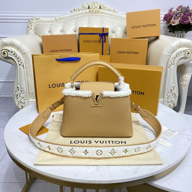 Louis vuitton original calfskin capucines BB handbag M59267 apricot