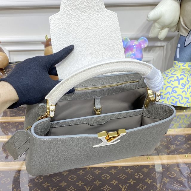 Louis vuitton original calfskin capucines mm handbag M20704 grey&white