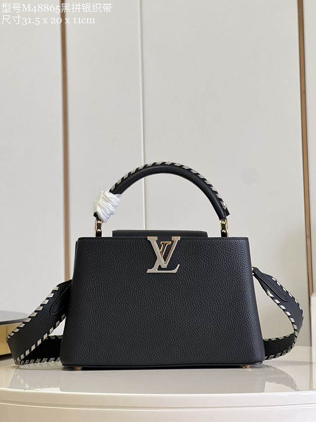 Louis vuitton original calfskin capucines mm handbag M21121 black