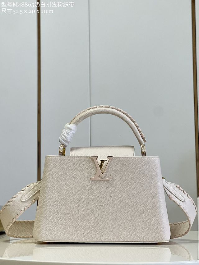 Louis vuitton original calfskin capucines mm handbag M21121 white