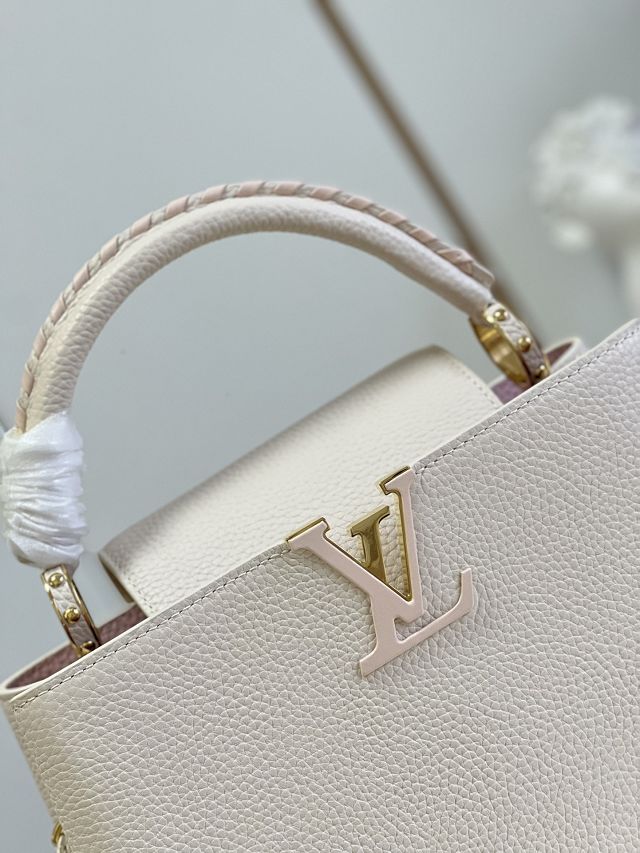 Louis vuitton original calfskin capucines mm handbag M21121 white